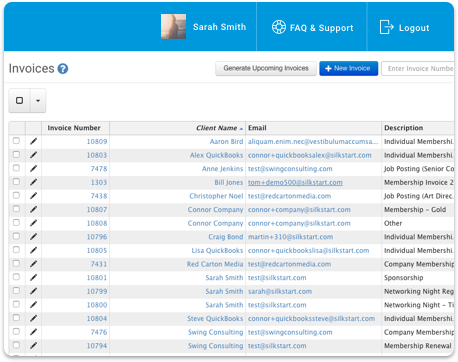 Create and track invoices for membership payments and event tickets.