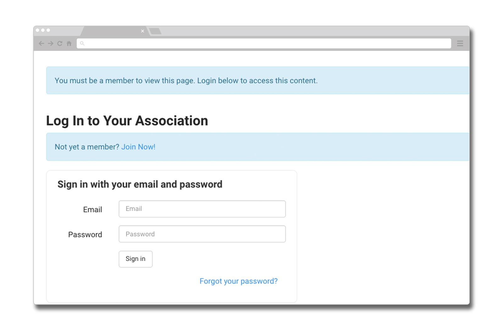 SilkStart's built in permissions-based log in functionality.